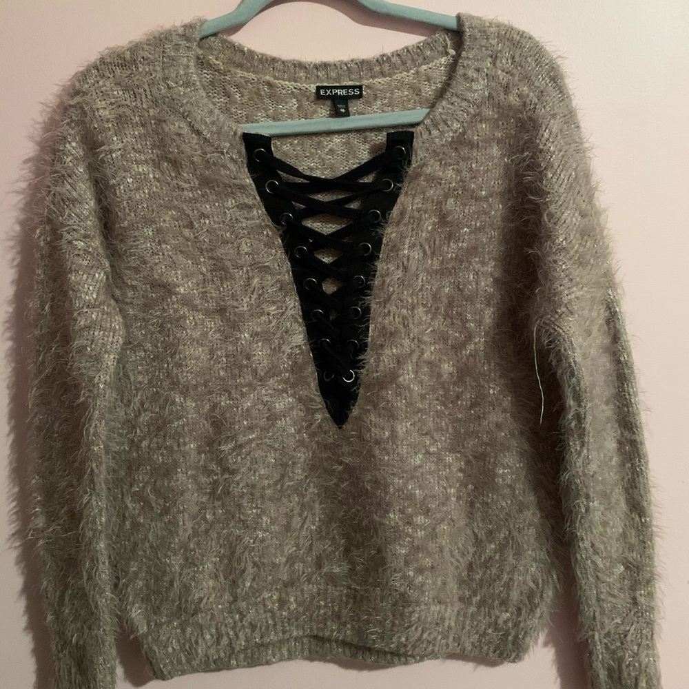 Blush Pink, Fuzzy Sweater, Express